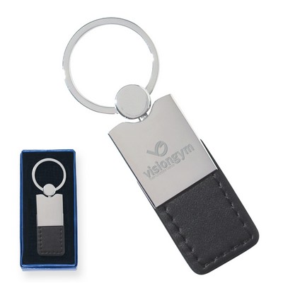 Metal/Simulated Leather Key Tag