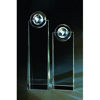 Globe Tower Optical Crystal Award/Trophy 11"H