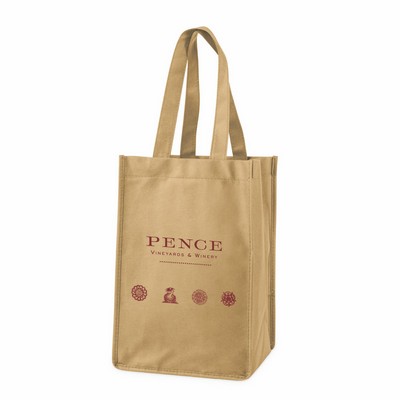 4 Bottle Non Woven Wine Tote - Beige