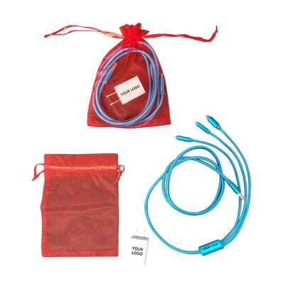 3 In 1 Charging Cable Phone Charging Set In Organza Bag