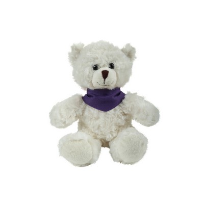 soft plush Cream Curly Sitting Bear with bandana