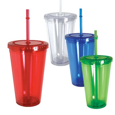 16 Oz. Double Wall Cup w/Matching Straw