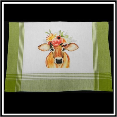 Lime/White Plaid Kitchen Towel with Custom Print