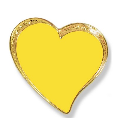 ½" Sparkle Modern Yellow Heart Lapel Pin