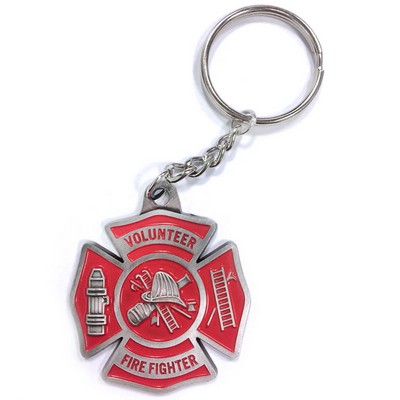 Volunteer Fire Fighter Pewter Keychain