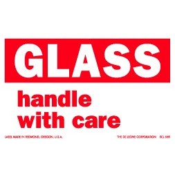 Glass Handle With Care Paper Labels - 3" x 5"