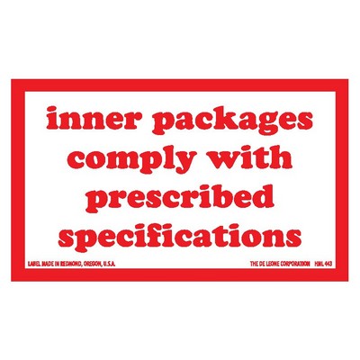 Packages Comply with Specifications Special Handling Paper Labels - 2.5" x 4"