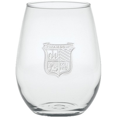 5 Oz. Stemless Mini White Wine Glass - Deep Etched