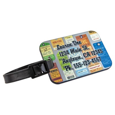 3" x 2" Sublimatable Polymer Rectangle Luggage Tag with Black Edge and Strap