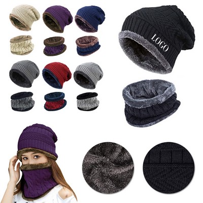 Women's Thick Warm Winter Beanie Hat Set