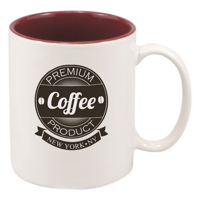 11 oz White/Maroon Ceramic Mug