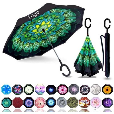 Upside Down Umbrella with C-Shaped Handle