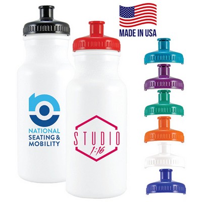 20 Oz. Sports Plastic Bike Water Bottle w/Push Pout