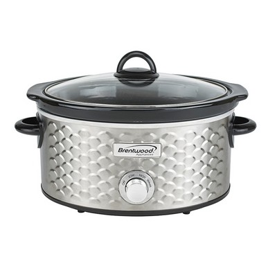 4.5 Quart Silver Scallop Pattern Slow Cooker