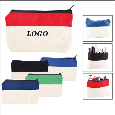 Splicing Color Canvas School Pen Bag