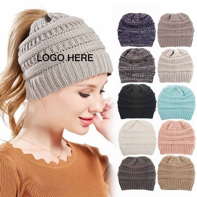 Winter Knitted Tail Women Hat