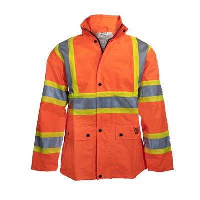 300 Denier Polyester Orange Rain Jacket w/Quilted Lining