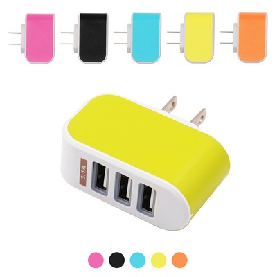 EU/US Universal 3ports USB Wall Charger Block