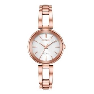 Citizen® Ladies' Axiom Eco-Drive® Pink Gold-Tone Watch w/Silver Dial