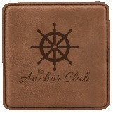 Square Dark Brown Leatherette Coaster