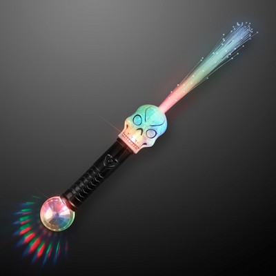 Fiber Optic Light Up Skull Wand 15" - BLANK