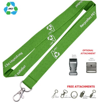 1" Recycled PET Lanyard Custom Imprint ID Badge Holder