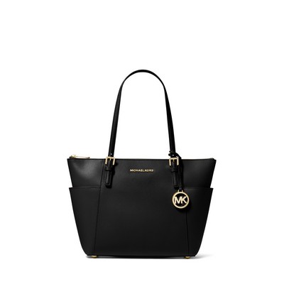 Michael Kors® Black Saffiano Medium Jet Set Top Zip Tote Bag