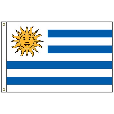 Uruguay 5' x 8' Outdoor Nylon Flag w/ Heading & Grommets