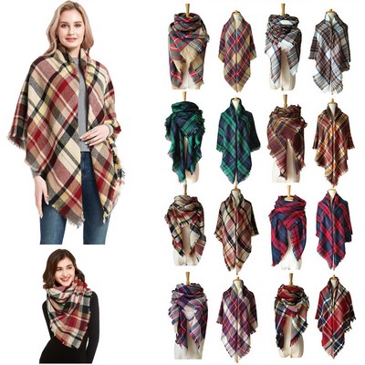 Square Tartan Wrap Shawl