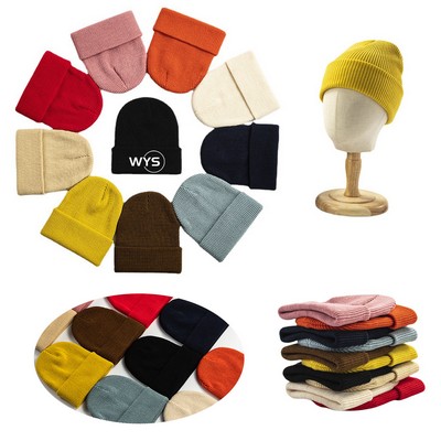 Winter Solid Colour Knitted Hat