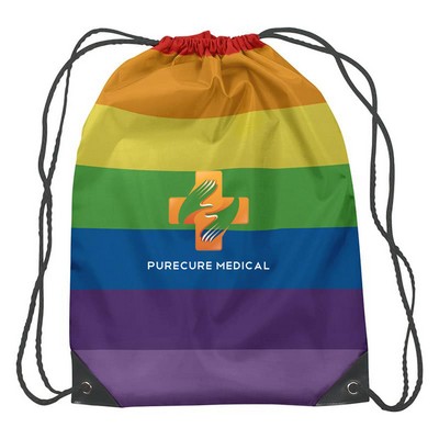 Small Rainbow Drawstring Bag