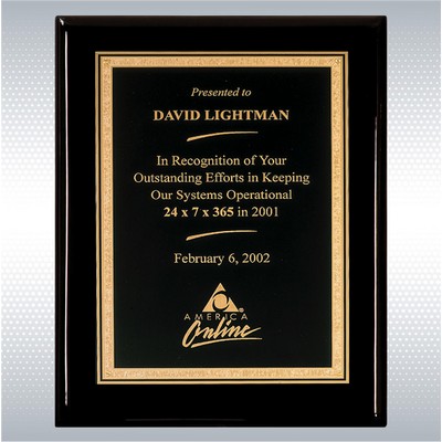 Black Piano Finish Plaque w/Florentine Plate (7" x 9")