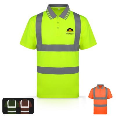 Reflective Safety Polo Shirt With High-Visibility Stripes