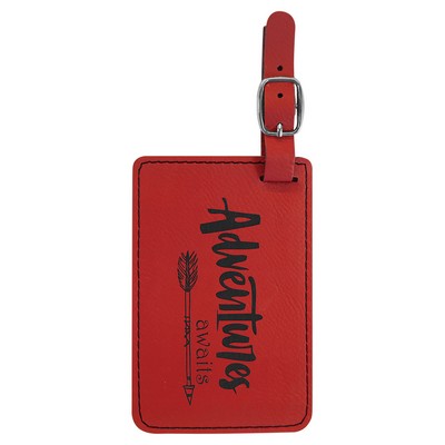 4 1/4" x 2 3/4" Red Laserable Leatherette Luggage Tag