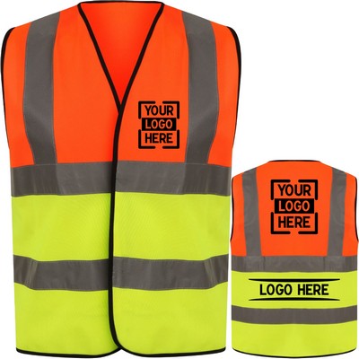 Premium Knitted Hi Vis Color Block Class 2 Safety Loop & Hook Vest