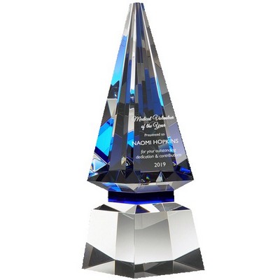 Blue Spire Crystal Award, 10 3/4"H