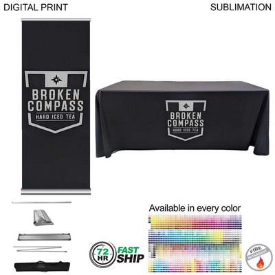 72 Hr Fast Ship- Deluxe Tradeshow Package, Deluxe Retractable Banner + Premium Sublimated tablecloth