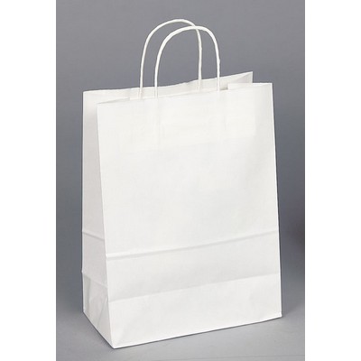 Digitally Printed White Kraft Paper Shopping Bag (13"x7"x13")