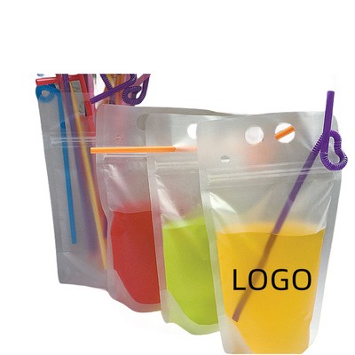 12oz Translucent Drink Pouch with Straw