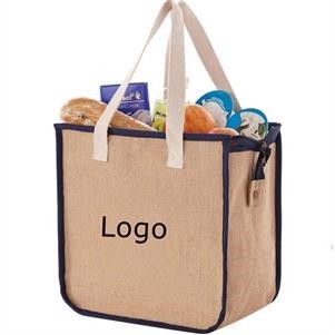 Jute Insulated Cooler Tote Bags