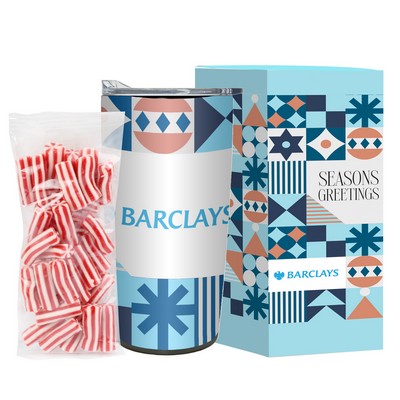 20 Oz. Straight Tumbler W/ Plastic Liner Holiday Greetings Gift Set (Strawberry Twists)