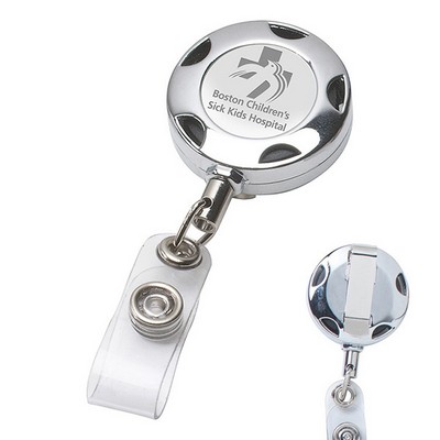 32" Cord Round Chrome Metal Sports Retractable Badge Reel