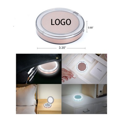 Folding Round USB Light Up Comparison Travel Mirror