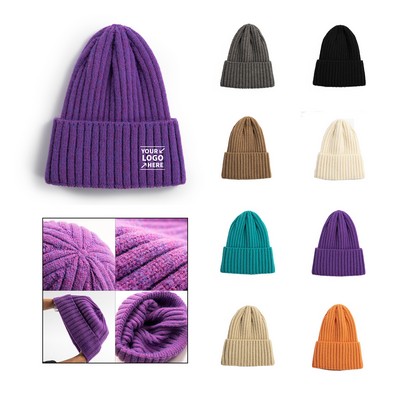 Warm Winter Knit Cuffed Beanie