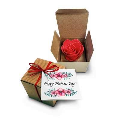 Bloom Box with custom rose - raffia wrapped box