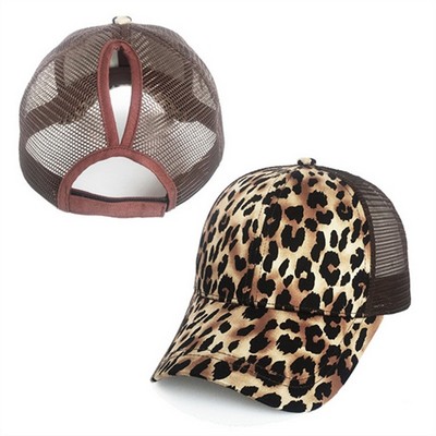 Mega Cap Leopard Women Trucker Cap