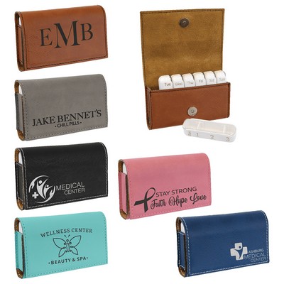 21 Compartment Leatherette Pill Box