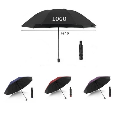 42 Inches Arc Vented Folding Umbrella