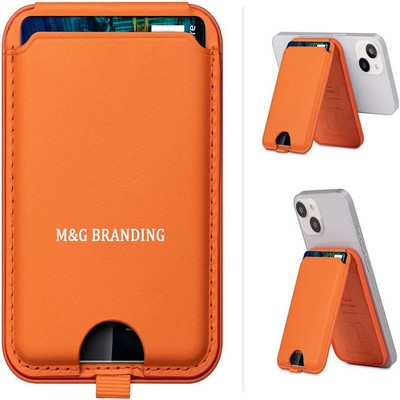 Magnetic Rfid PU Leather Phone Wallet Stand