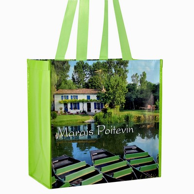 Custom Full-Color Laminated Non-Woven Promotional Tote Bag 15"x15"x6"